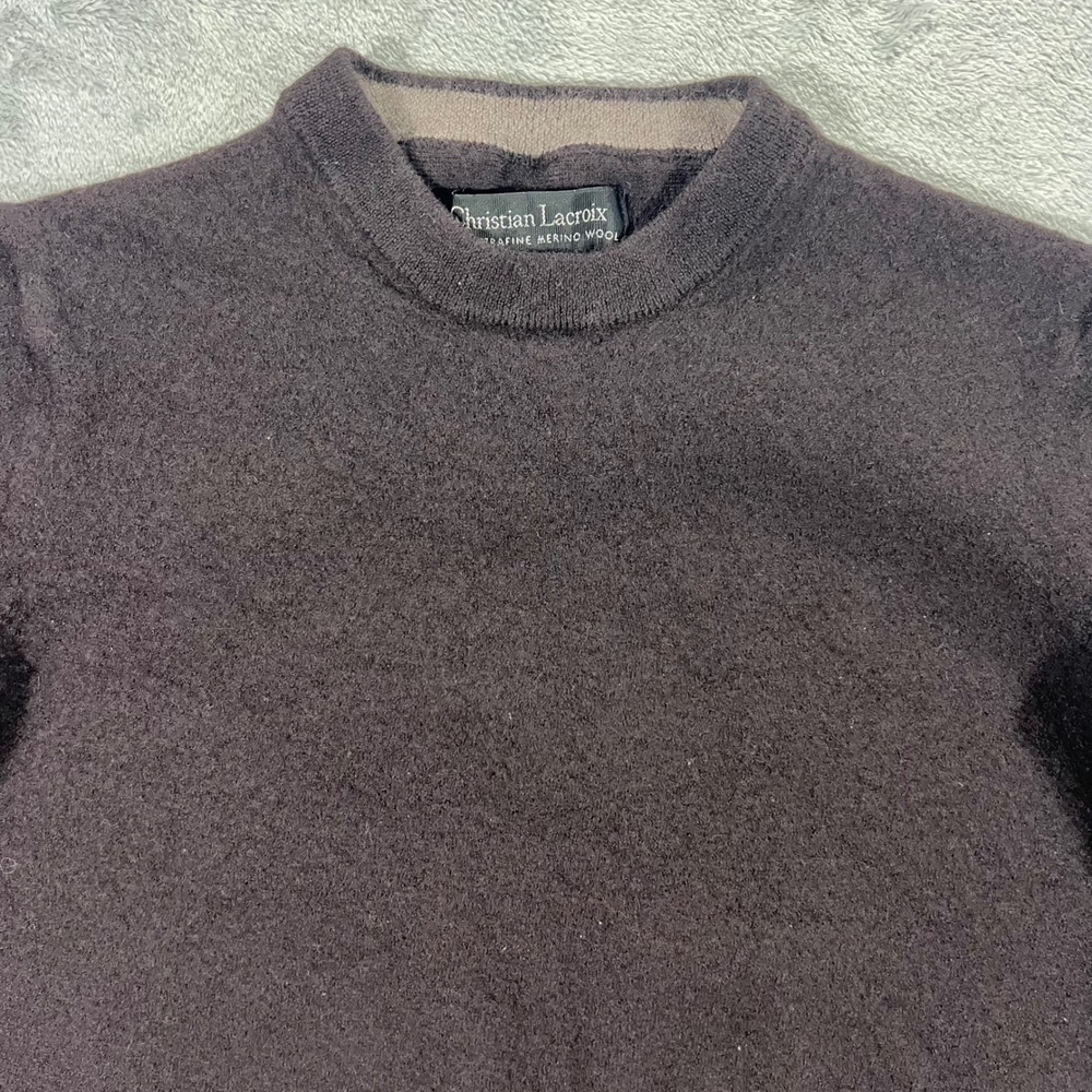Christian Lacroix Sweater Mens XS Brown Extra Fine Merino Wool Pullover